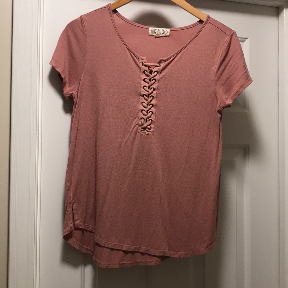 Boutique Faux Lace Up Top